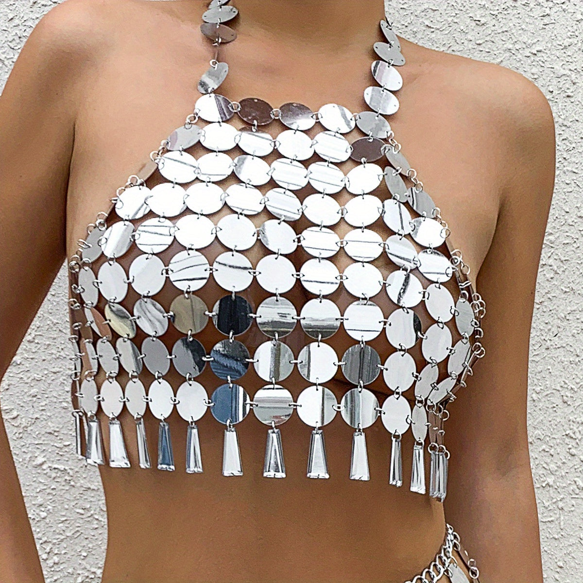 Sparkle and Shine in this Vintage Exaggerated Sequin Tassel Beach Body Chain!