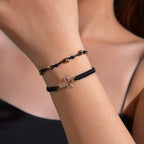 Vintage Braided Alloy Cross Beaded Waterproof Wax Rope Bracelet For Women