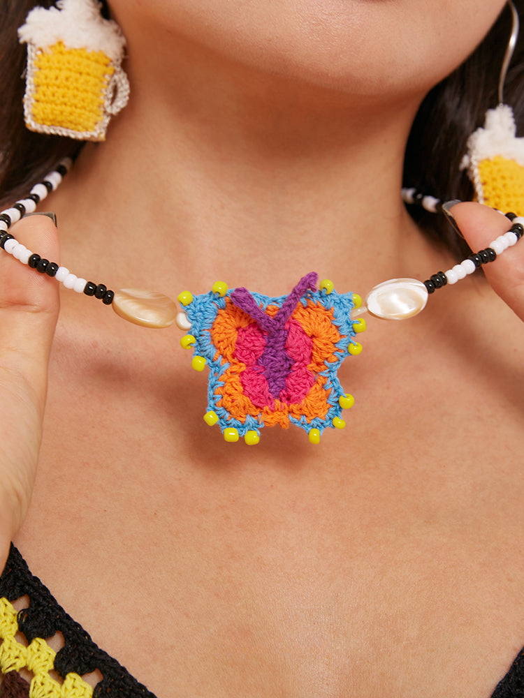 LB Butterfly Necklace Beaded Sweet Clavicle Chain LOJL52 CUSTOMIZE
