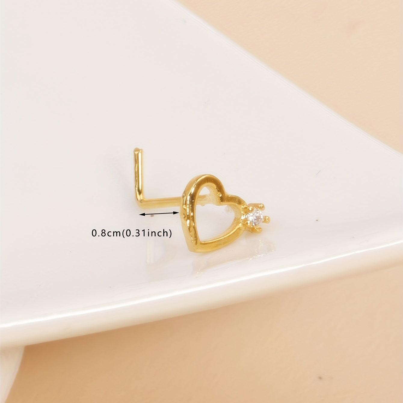 Golden Hollow Out Love Heart Shape Nose Ring Stud For Women Men L Shape Nose Screw Body Piercing Jewelry