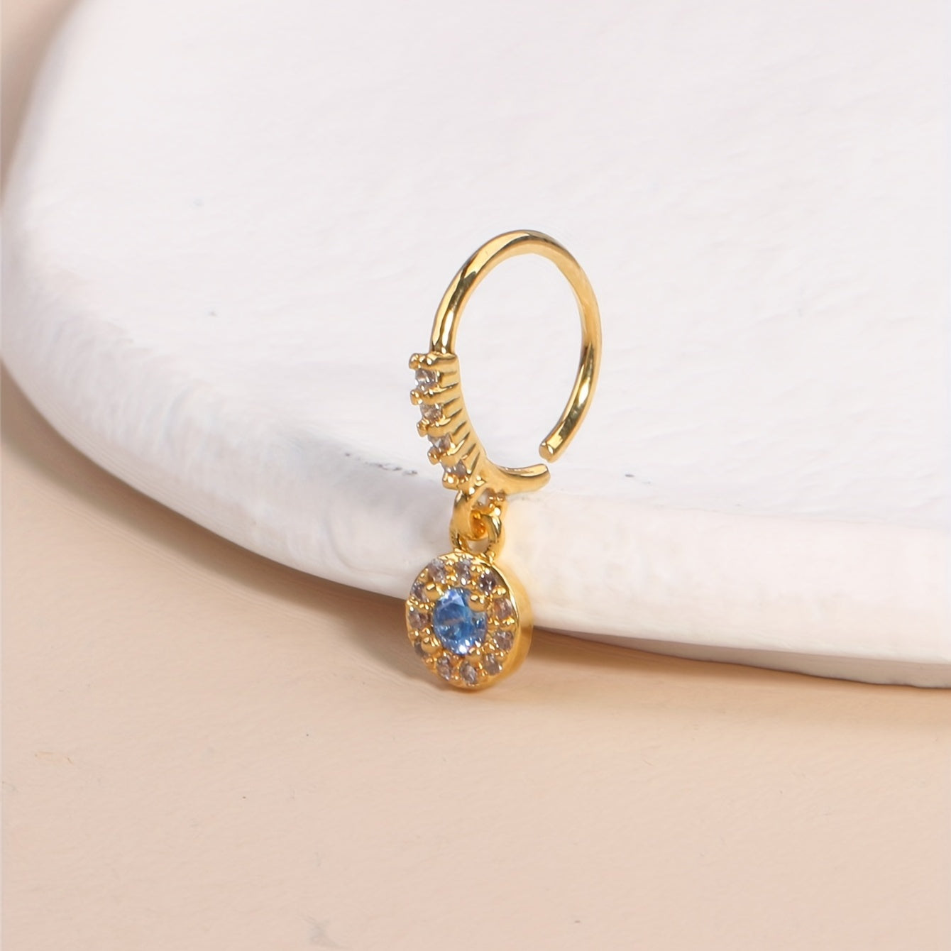 Add a Sparkle to Your Look with our Dangle Nose Ring Inlaid with Round Cut Shiny Zircon - Perfect for Women & Girls