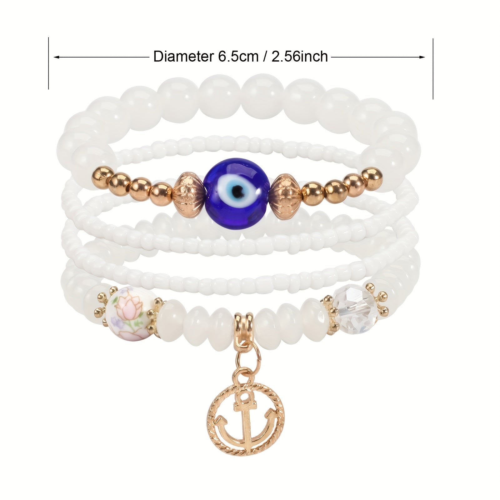 Boho Style Multilayer Beaded Bracelet with Anchor Pendant - Perfect for Summer Beach Clothing and Jewelry Decor