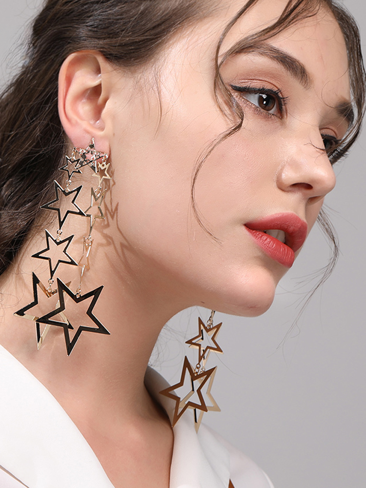 FN Star Long Pentagram Pendant Earrings LOJS94