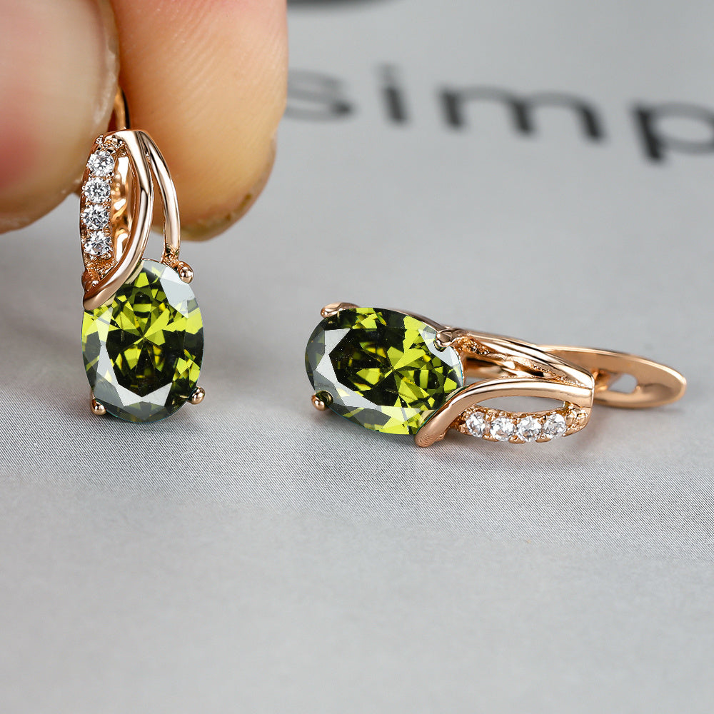 Vintage Oval Cut Marble Zircon Earrings - Perfect for Bridesmaids and Weddings