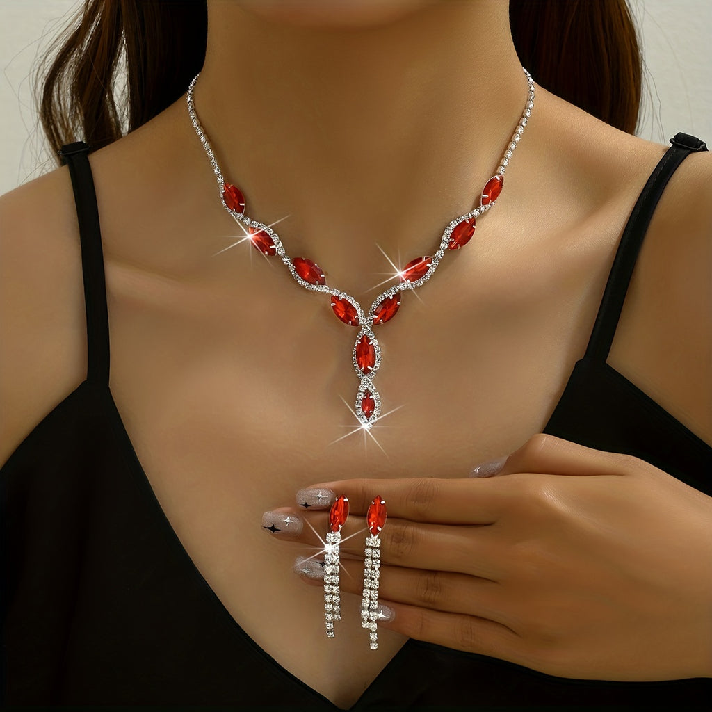 3pcs Earrings Plus Necklace Silver Plated Inlaid Horse Shape Rhinestone Dainty Jewelry Set For Evening Party Cocktail Party Elegant Birthday Gift For Your Girl