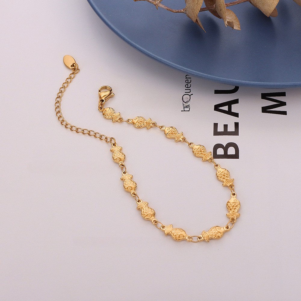 Lovely little fish titanium steel 18K gold plated
