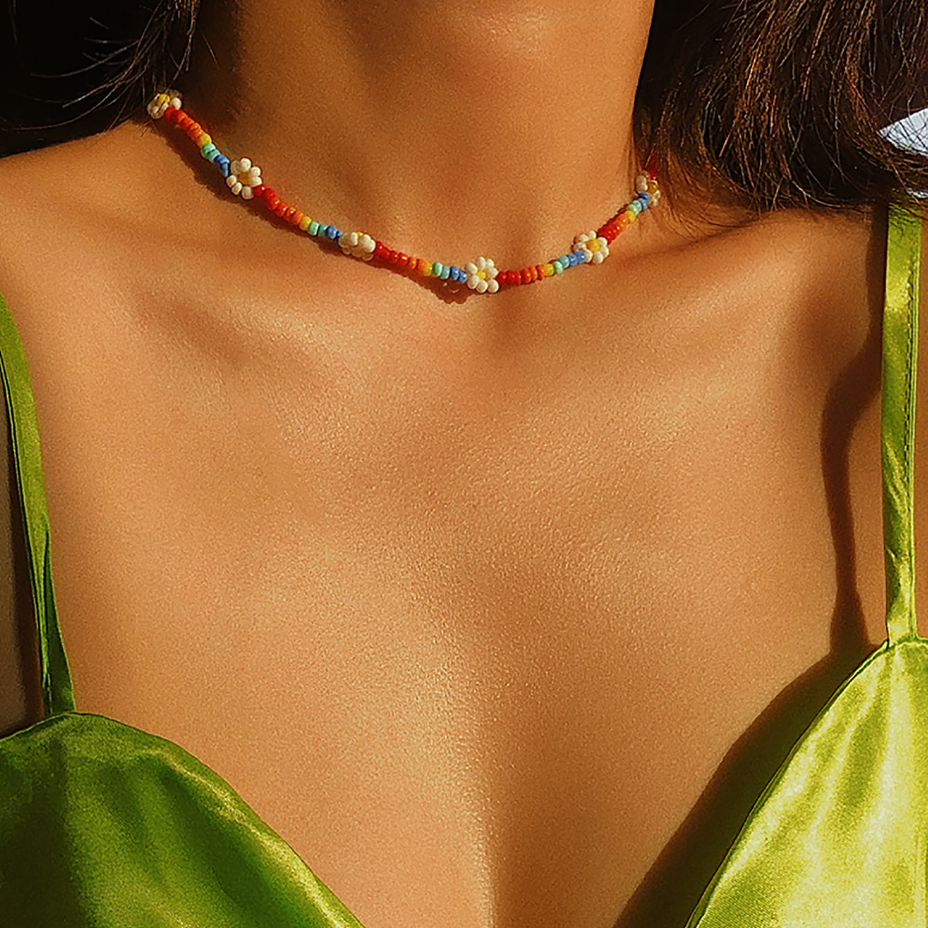 Gorgeous 1 Piece Ladies Multi-Colored Floral Beaded Necklace - Handmade with Love!