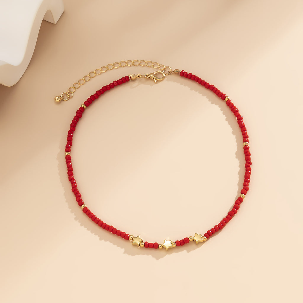 Simple Handmade Beaded Necklace Vintage Colorful Star Necklace 1pc Holiday Style