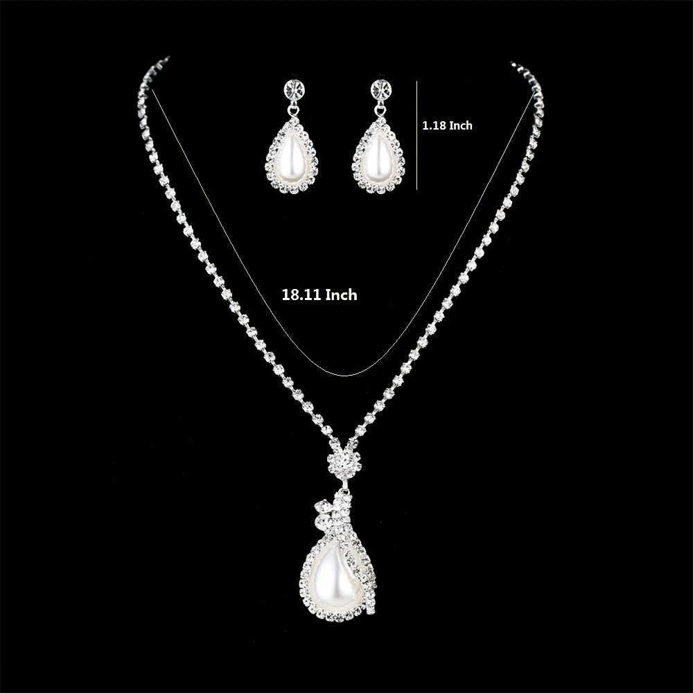 Elegant Pearl and Rhinestone Jewelry Set for Parties and Special Occasions