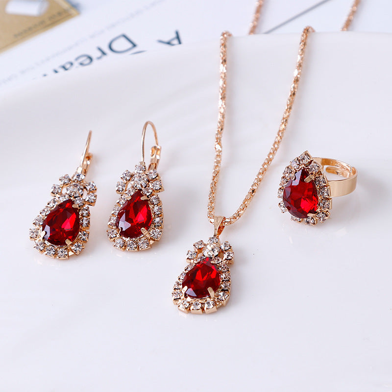 Complete Your Bridal Look with our Shiny Jewelry Set - Pendant Necklace, Drop Earrings