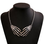 Halloween Exaggerated Hand Claw Necklace Palm Alloy Short Punk Necklace Personality Clavicle Chain
