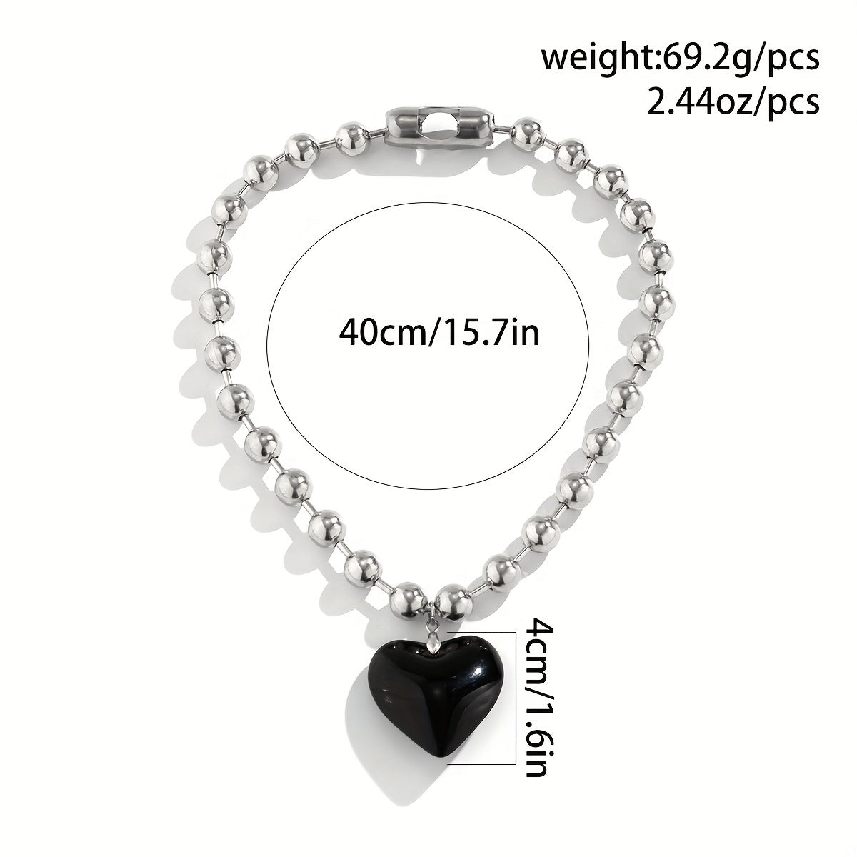 Gorgeous Silvery Round Bead Chain Love Pendant Necklace - Perfect Gift for Women and Girls!