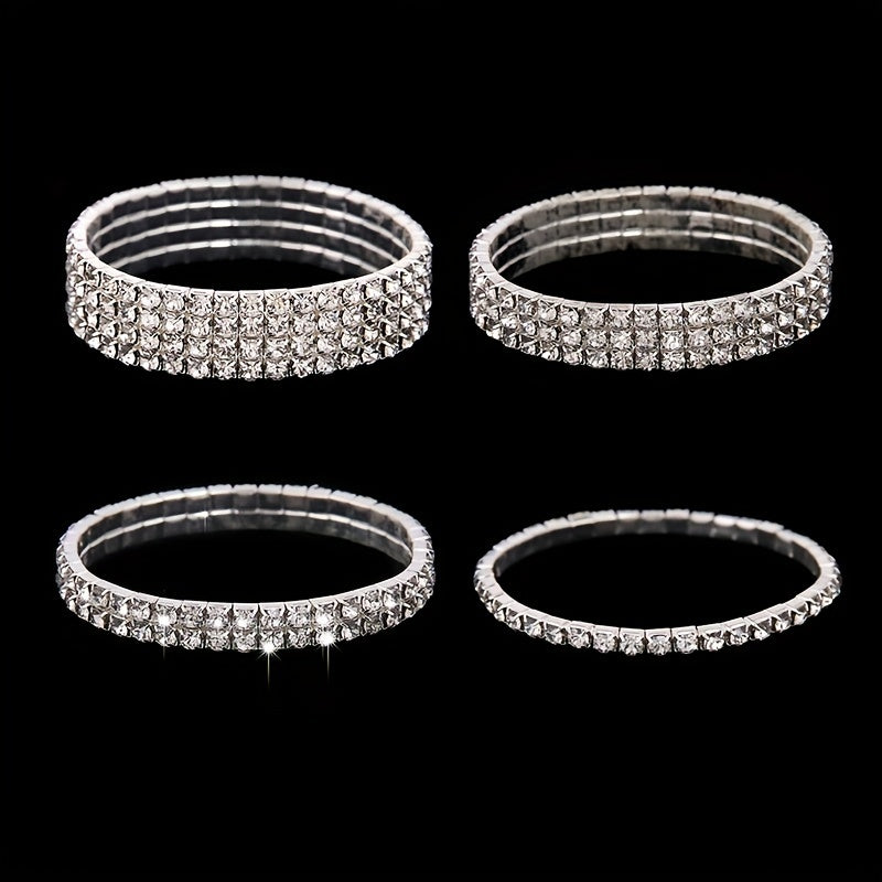 Elegant Rhinestone Elastic Bracelet for Formal Occasions - Perfect for Weddings, Proms, Parties, Pageants, and Evening Wear
