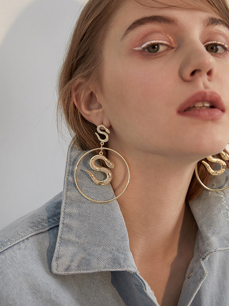 FN 925 Silver Needle Snake Ring Earrings LOJS119