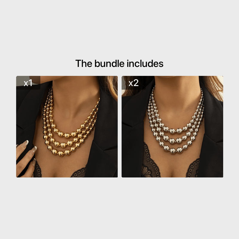 Gorgeous Geometric CCB Ball Clavicle Chain Hip Hop Multilayer Necklace - Make a Statement!