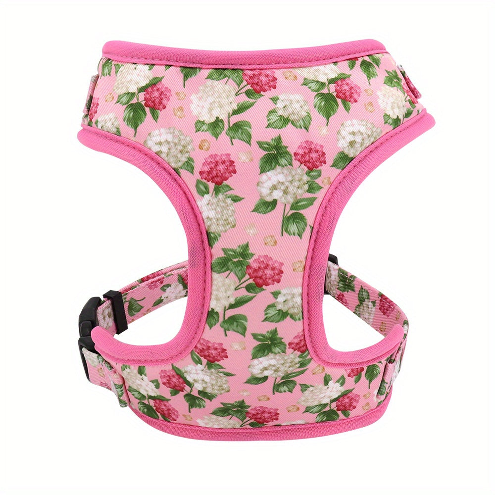 Cute Floral Pattern Girl Dog Harness Adjustable Soft Mesh Dog Vest Harness For Puppy Small Medium Dogs