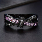 Gothic Style Ring Trendy X Shape Knot Design Inlaid Shining Zircon Match Daily Outfits Dainty Party