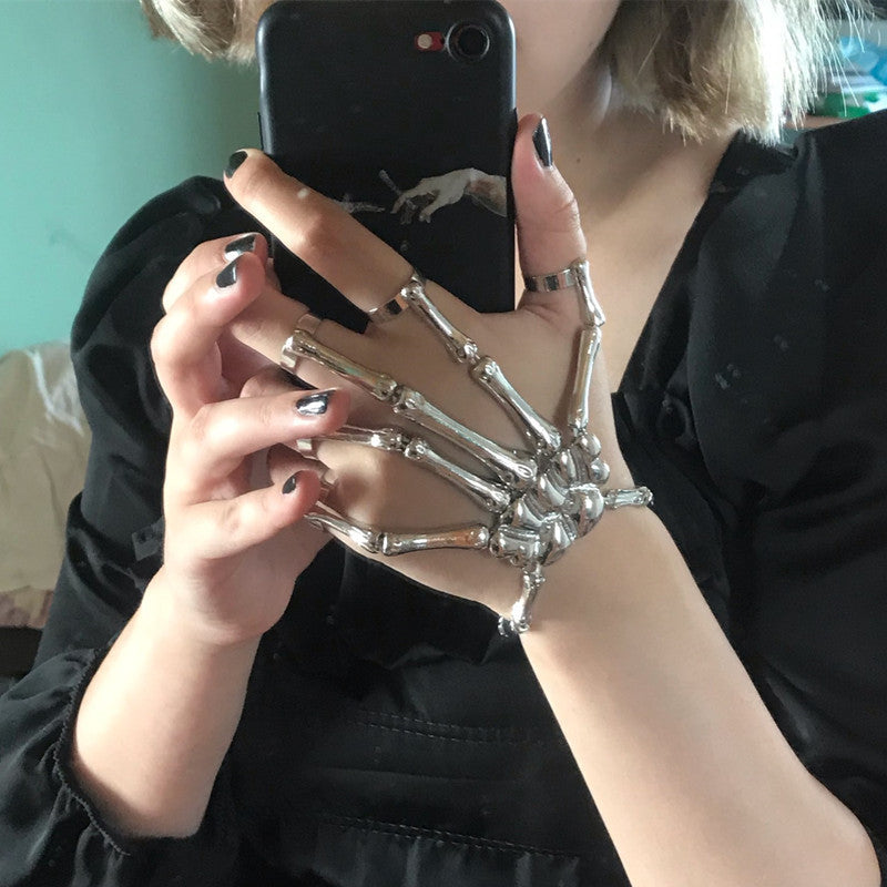 Skeleton Ghost Claw Bracelet: Add a Touch of Halloween Charm to Your Nightclub Look!