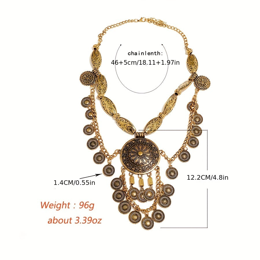 Ethnic Style Multilayer Long Necklace - Add a Retro Charm to Your Clothing with this Coin Clavicle Chain!