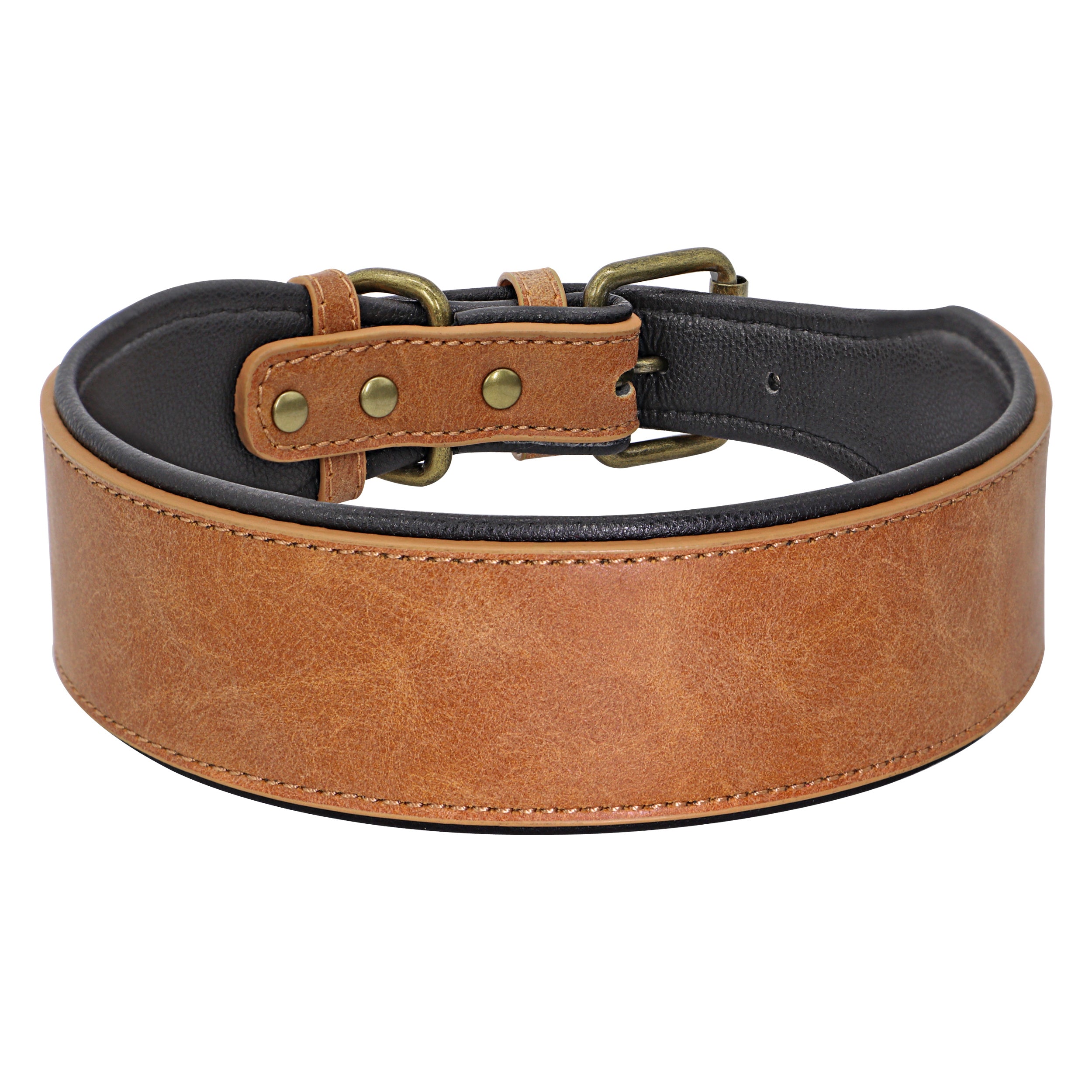 Wide Leather Dog Collar Large Soft Padded Pet Dog Collar For Medium Large Dogs