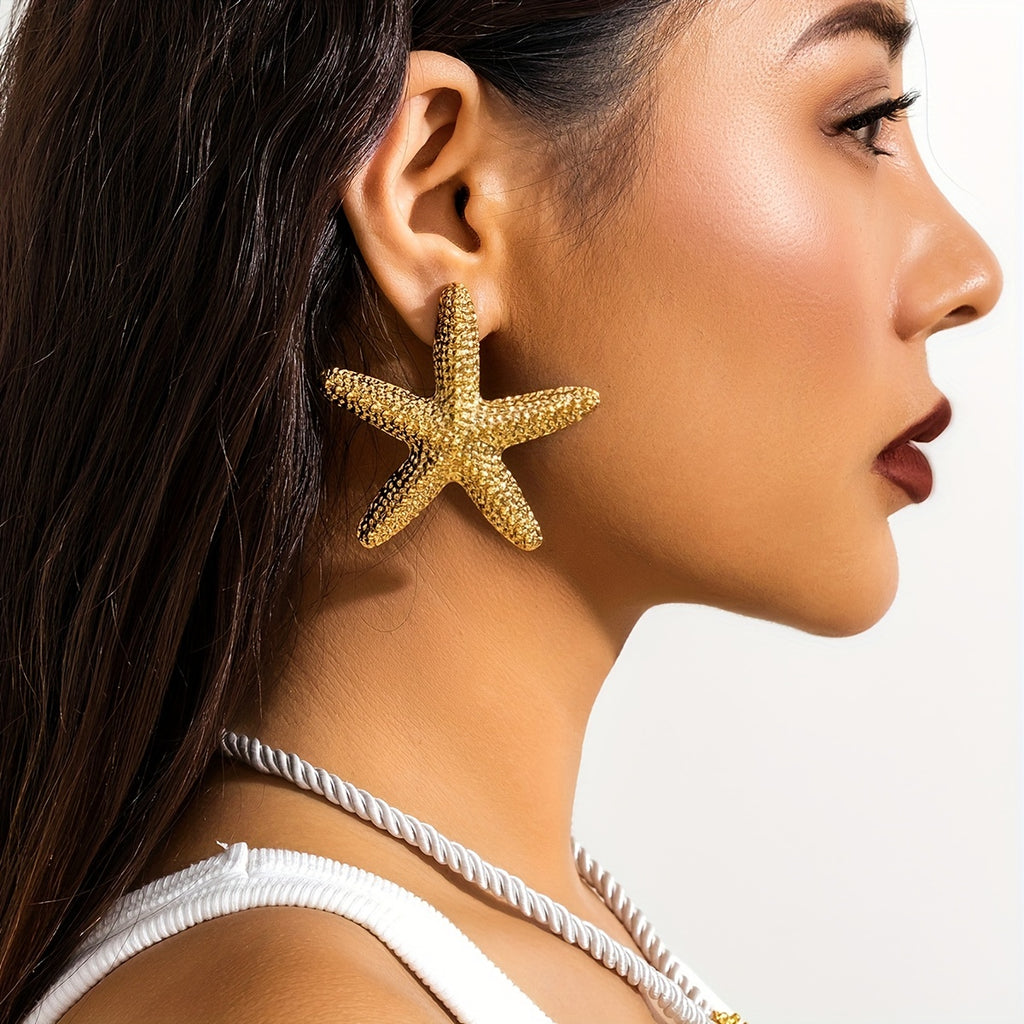 Starfish Stud Earring Retro Dramatic Metal Style Personality Fashion Beach Style Summer Daily Jewelry For Women