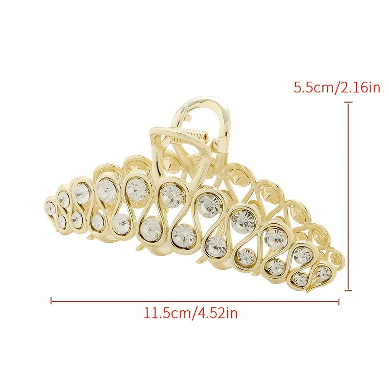 Add Some Sparkle to Your Hair with Our Beautiful Pearl and Metal Hair Claw Clip - Large Size