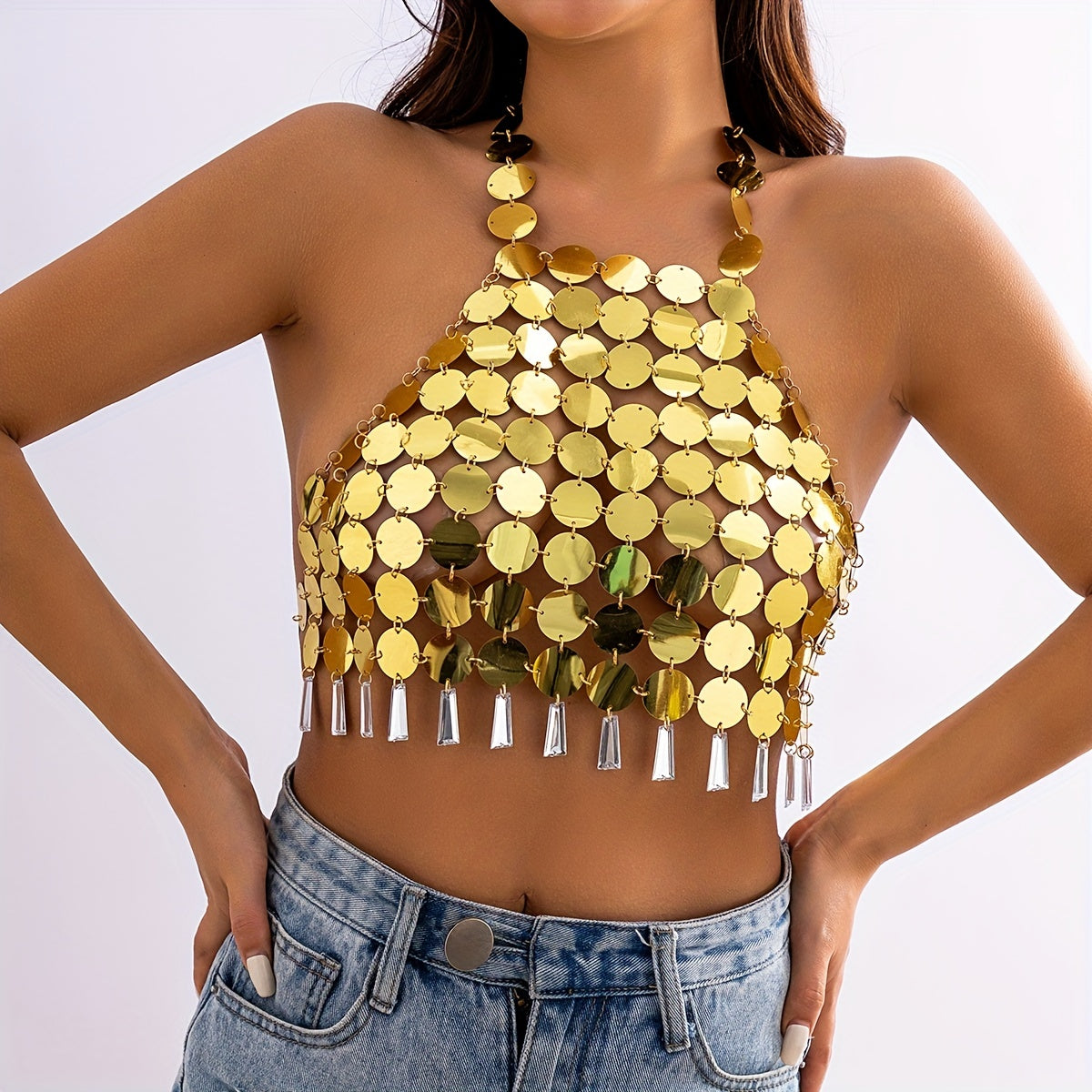 Sparkle and Shine in this Vintage Exaggerated Sequin Tassel Beach Body Chain!