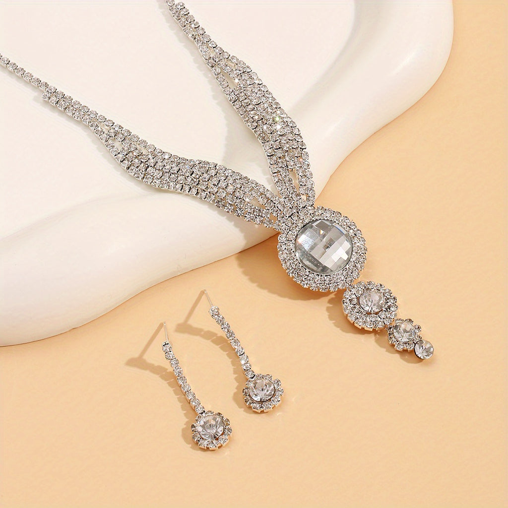 Elegant Wedding Photography Jewelry Set - Pendant Necklace and Drop Earrings for Stunning Photos and Memorable Moments