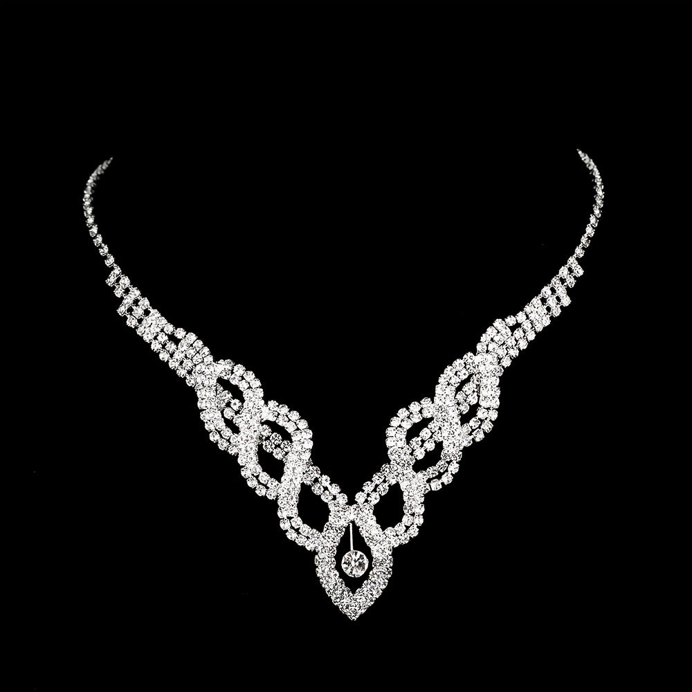 Elegant V-Shaped Crystal Bridal Jewelry Set with Rhinestone Accents - Perfect for Bridesmaids and Parties