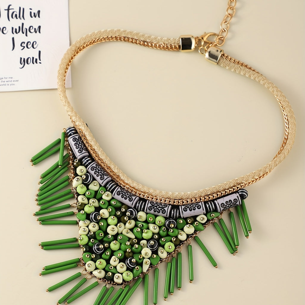 Geometric Acrylic Decoration Multilayer Long Necklace Exaggerated Neck Jewelry Gift For Women Girls
