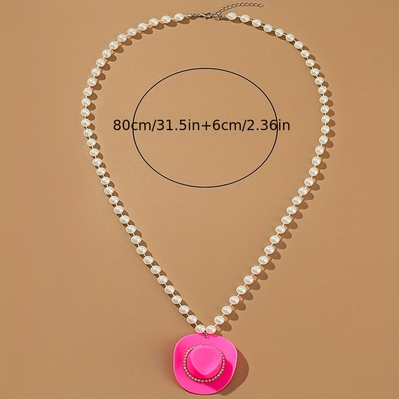 Add a Touch of Elegance with our Pink Faux Pearl Pendant Necklace - Perfect for Women and Girls with Niche Design