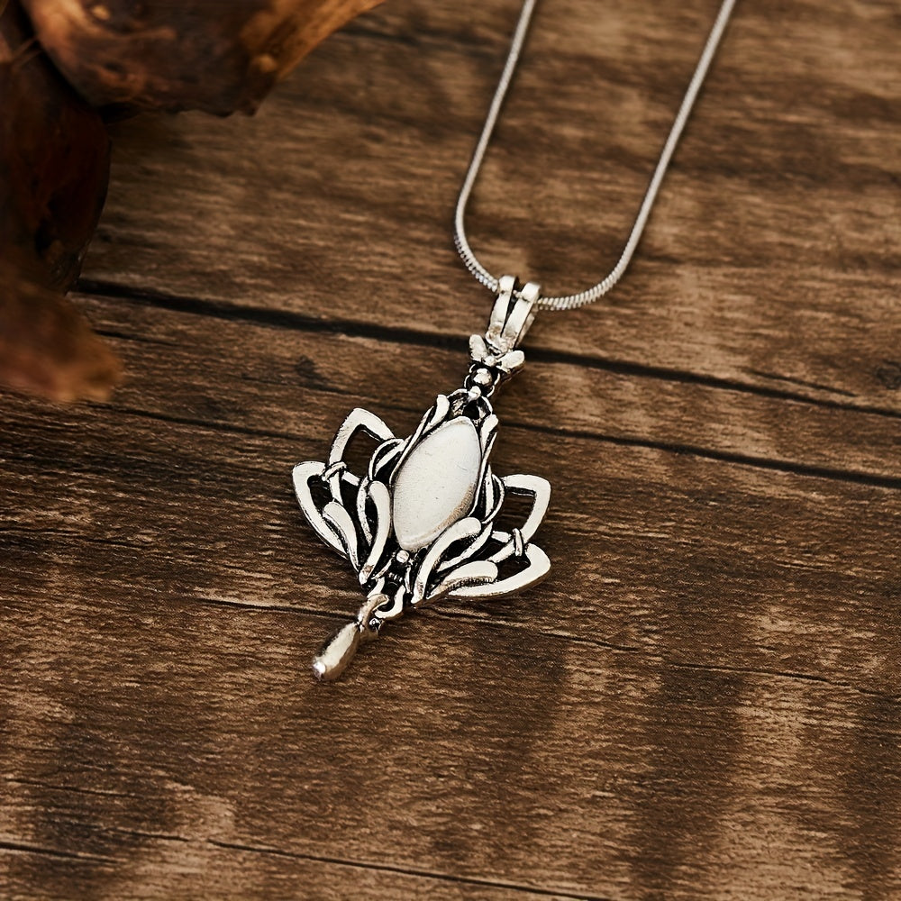 Gorgeous Silver Boho Flower Gemstone Pendant Necklace - Perfect for Gothic Parties and Jewelry Gifts!