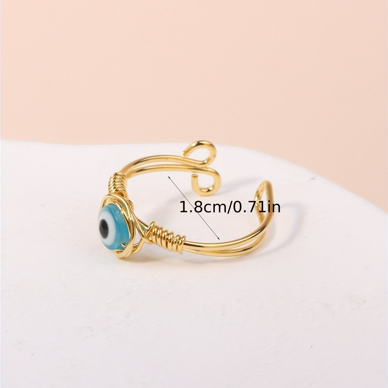 1Pc Evil Eye Ring Wire Wrapped Glass Bead Ring For Female Protection Lucky Jewelry Girlfriend Birthday Gift