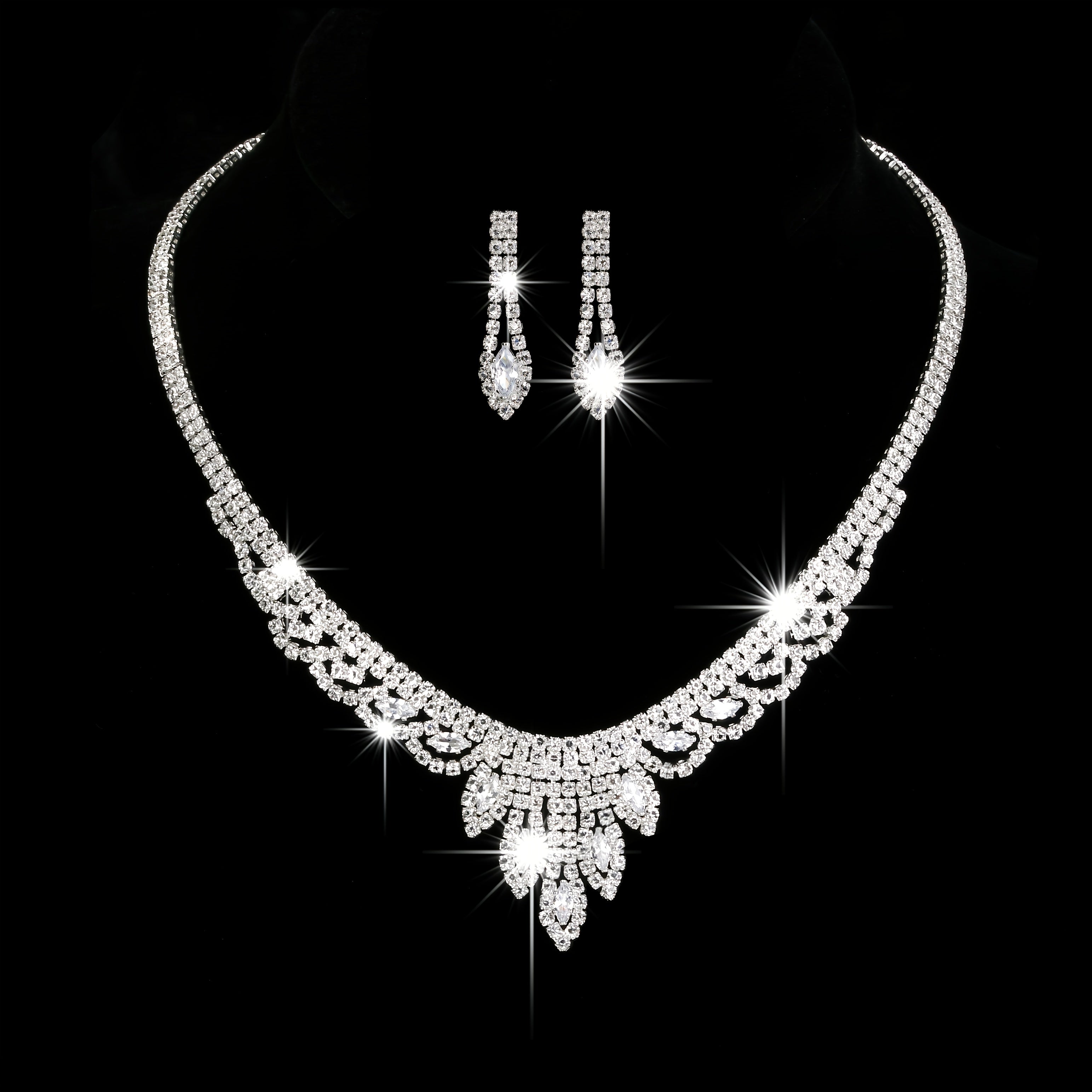 Elegant Zircon Jewelry Set - Silver Plated Necklace, Earrings, and Bracelet for Weddings, Engagements, and Holidays - Perfect Gift for Brides and Women