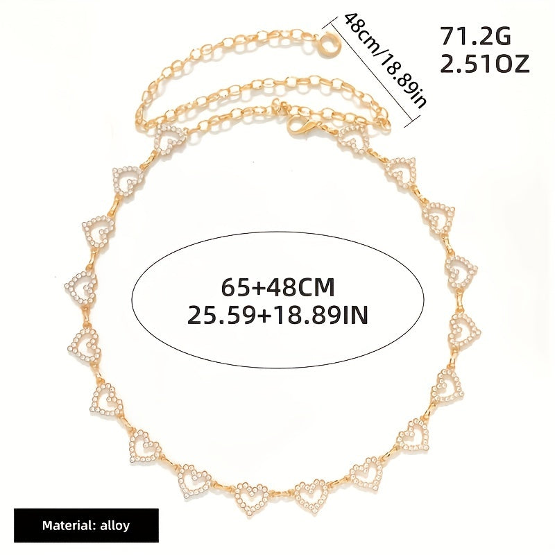 Bling Bling Hollow Out Love Heart Waist Chain Inlaid Shiny Rhinestone Elegant Waist Belt Body Chain