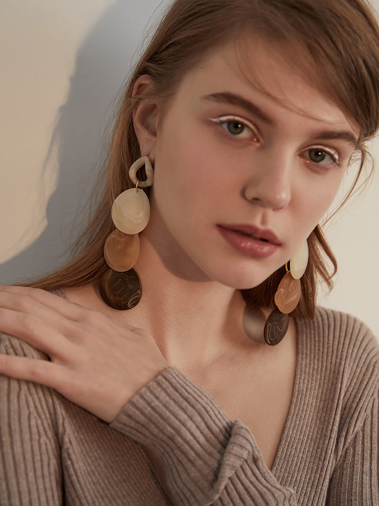 FN Exaggerated Acrylic Oval Ball Earrings LOJS132