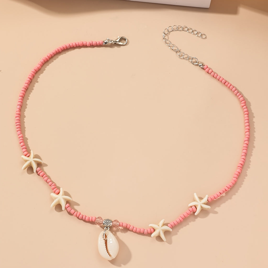 Add a touch of vintage beach style to your look with this stunning Shell Starfish Pendant Necklace for Women