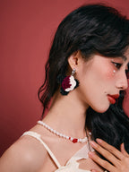 LB Hand Crochet "Rose" Earrings Halloween Ear Clip LOJL92