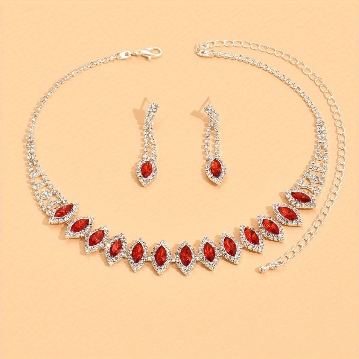 Glittering Mexican Style Women's Jewelry Set - Silver Plated Necklace and Earrings for Parties, Banquets, and Weddings