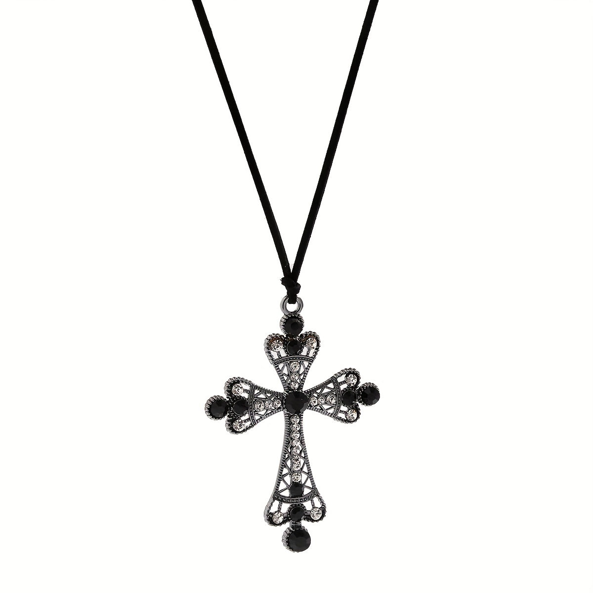 Gothic Halloween Exaggerated Large Cross Pendant Necklace, Party Holiday Neck Jewelry Gift For Girls