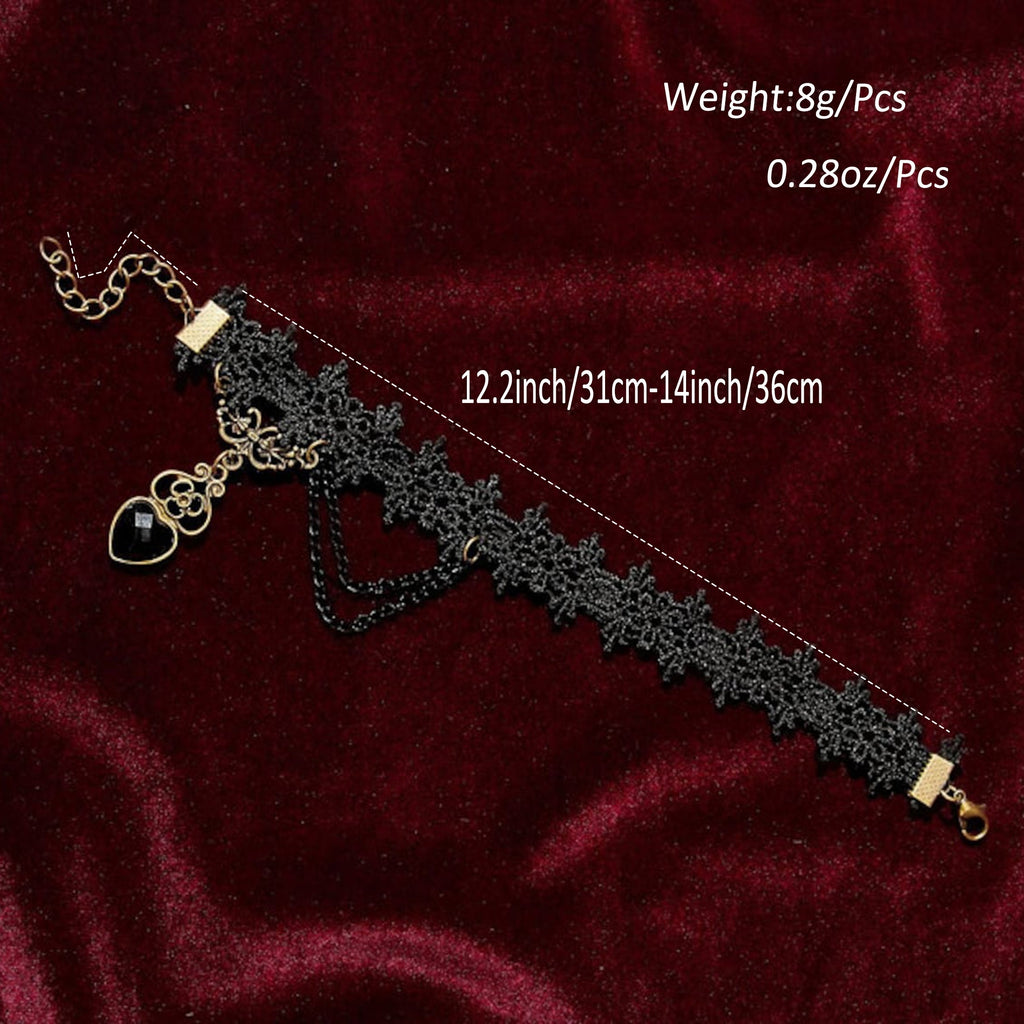Gothic Style Lace Choker Love Heart Drop Ladies Halloween Cosplay Party Necklace For Women Jewelry Party Halloween Jewelry
