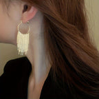 Silvery Sparkling Tassel Design Dangle Earrings Elegant Minimalist Style Copper 18K Gold Plated Jewelry Exquisite Female Gift
