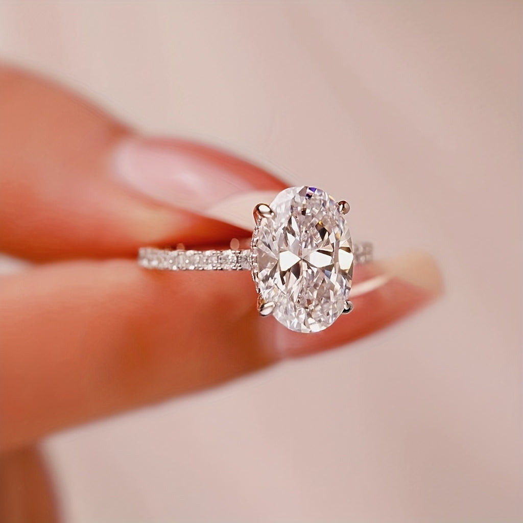Elegant Moissanite Engagement Ring in Sterling Silver with Certificate and Box - Perfect for Weddings, Parties, and Special Occasions
