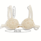Sexy Bikini Party Bra Body Chain With Handmade Faux Pearls Beads Summer Beach Carnival Party Chest Chain Lingerie Decoration Chain