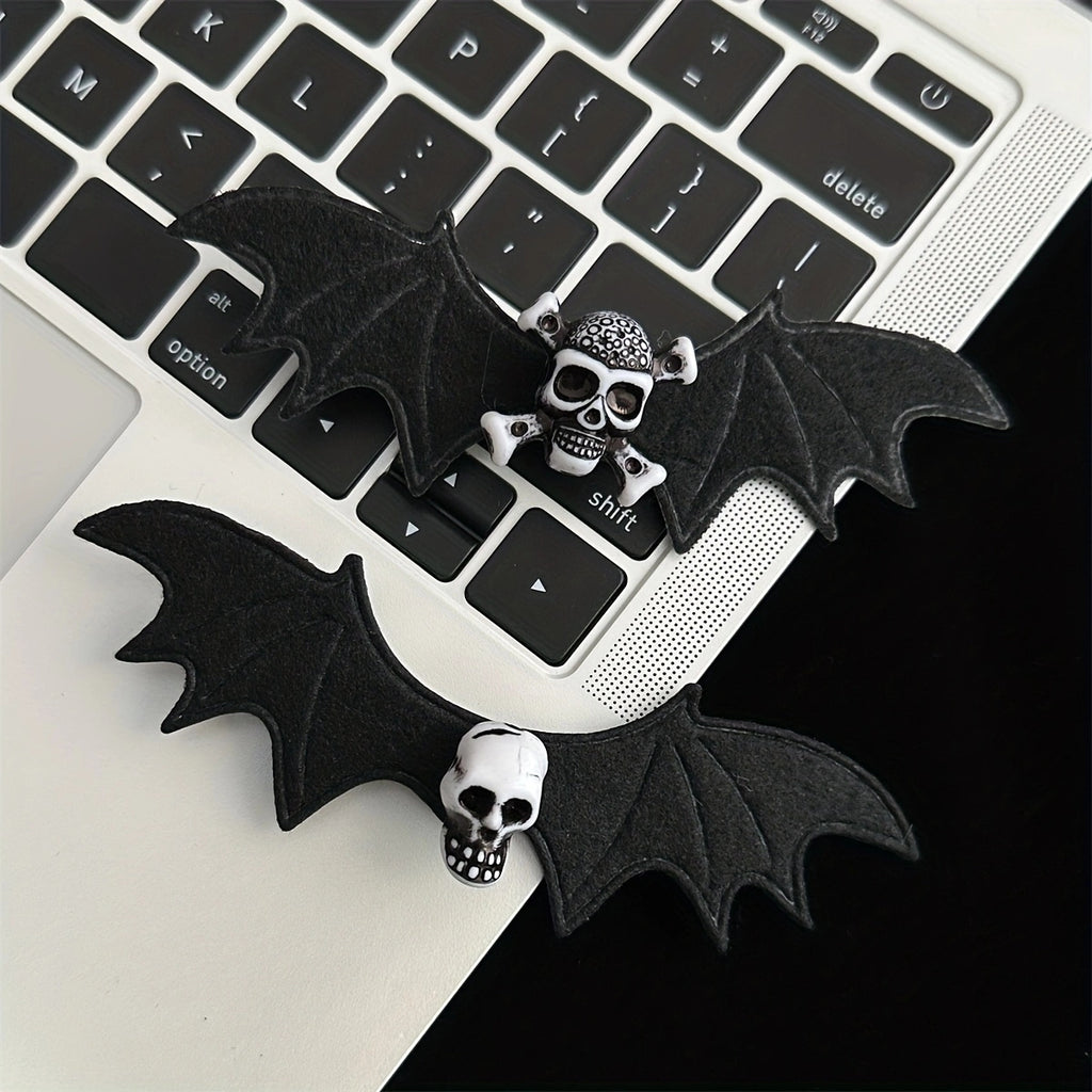 2pcs Punk Bat Hair Clip Halloween Skull Duckbill Clip Horror Bat Wing Alligator Clip For Women Girls Party Festival Decoration