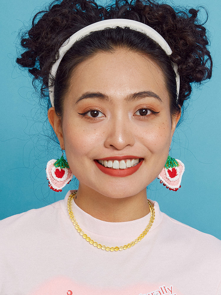 LB Hand Crochet Pink "Strawberry" Earrings LOJL31