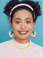 LB Hand Crochet Pink "Strawberry" Earrings LOJL31