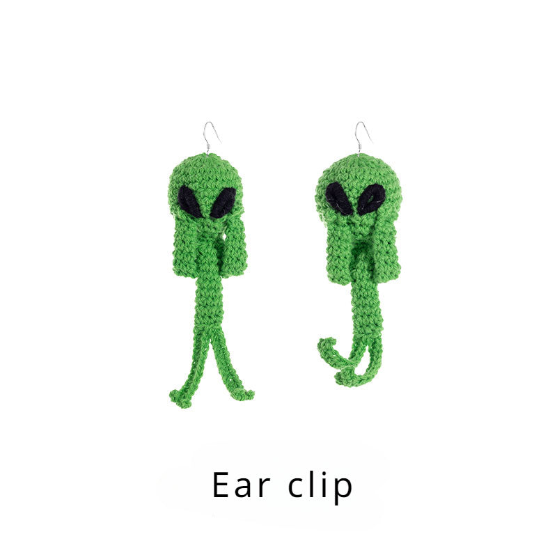 LB Green Plush Alien Unique Earrings LOJL15