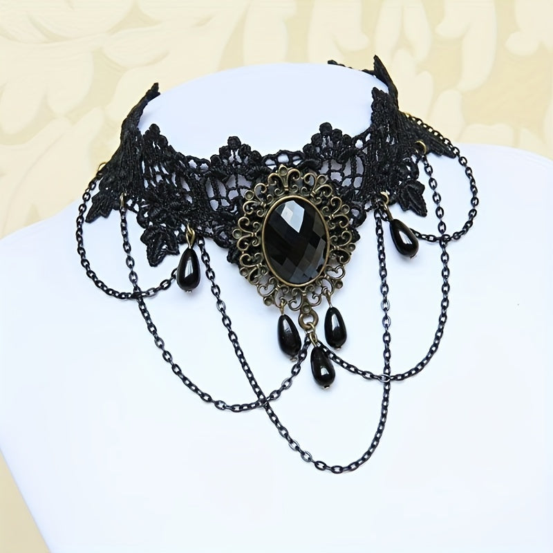 Clavicle Chain Neck Jewelry Neck Strap Collar Female Neck European And American Black Neck Chain Lace Halloween Short Necklace