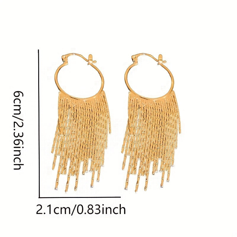 Silvery Sparkling Tassel Design Dangle Earrings Elegant Minimalist Style Copper 18K Gold Plated Jewelry Exquisite Female Gift